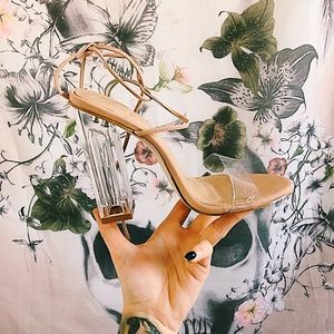 Clear nude heels (lace up) new!
